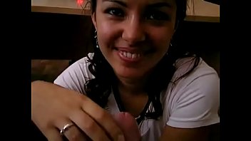 Young Azeri girl gives a blowjob on a guy's camera
